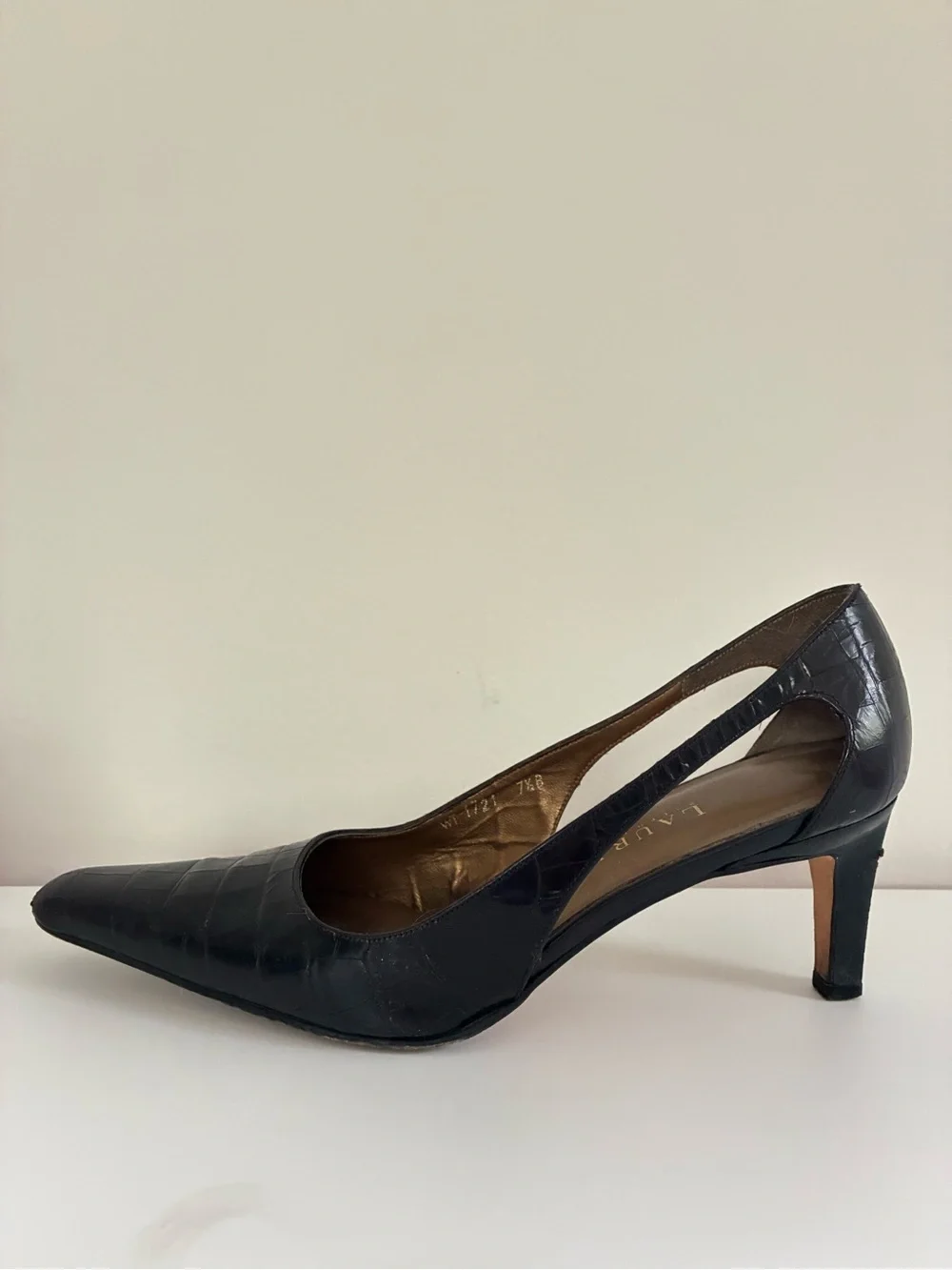 Vintage Ralph Lauren Y2K 90s Classic Black Leather Pointed-Toe Slingback Heels